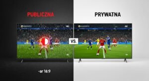 Porównanie jakości darmowej, publicznej playlisty M3U (obraz zacinający się) z płatną, prywatną listą IPTV (obraz w wysokiej jakości).