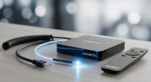 Przystawka TV Box Android oraz pilot jako alternatywne rozwiązanie do odbioru telewizji internetowej i IPTV.